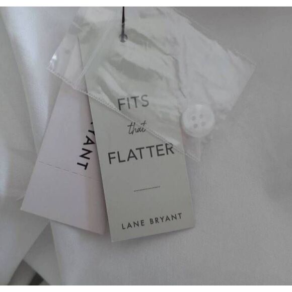 LANE BRYANT WHITE BUTTON DOWN OFF-THE-SHOULDER HI-LO SHIRT SZ.20 NWT. - Picture 7 of 9